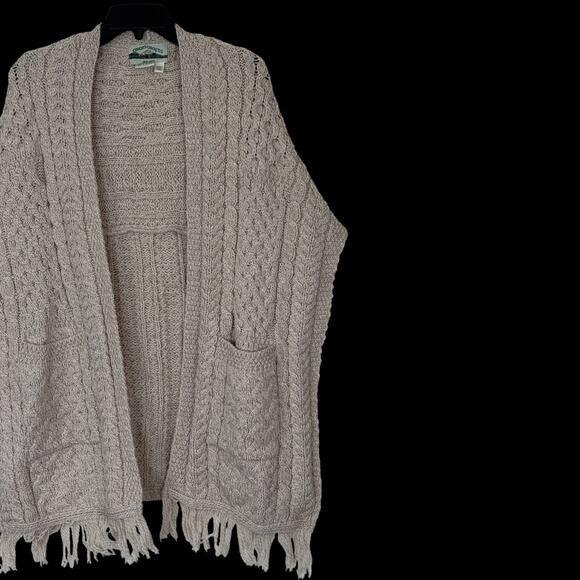 Aran Craft 100% Merino Wool‎ Shawl Fringe Trim Parsnip Missy One Size - Picture 10 of 12